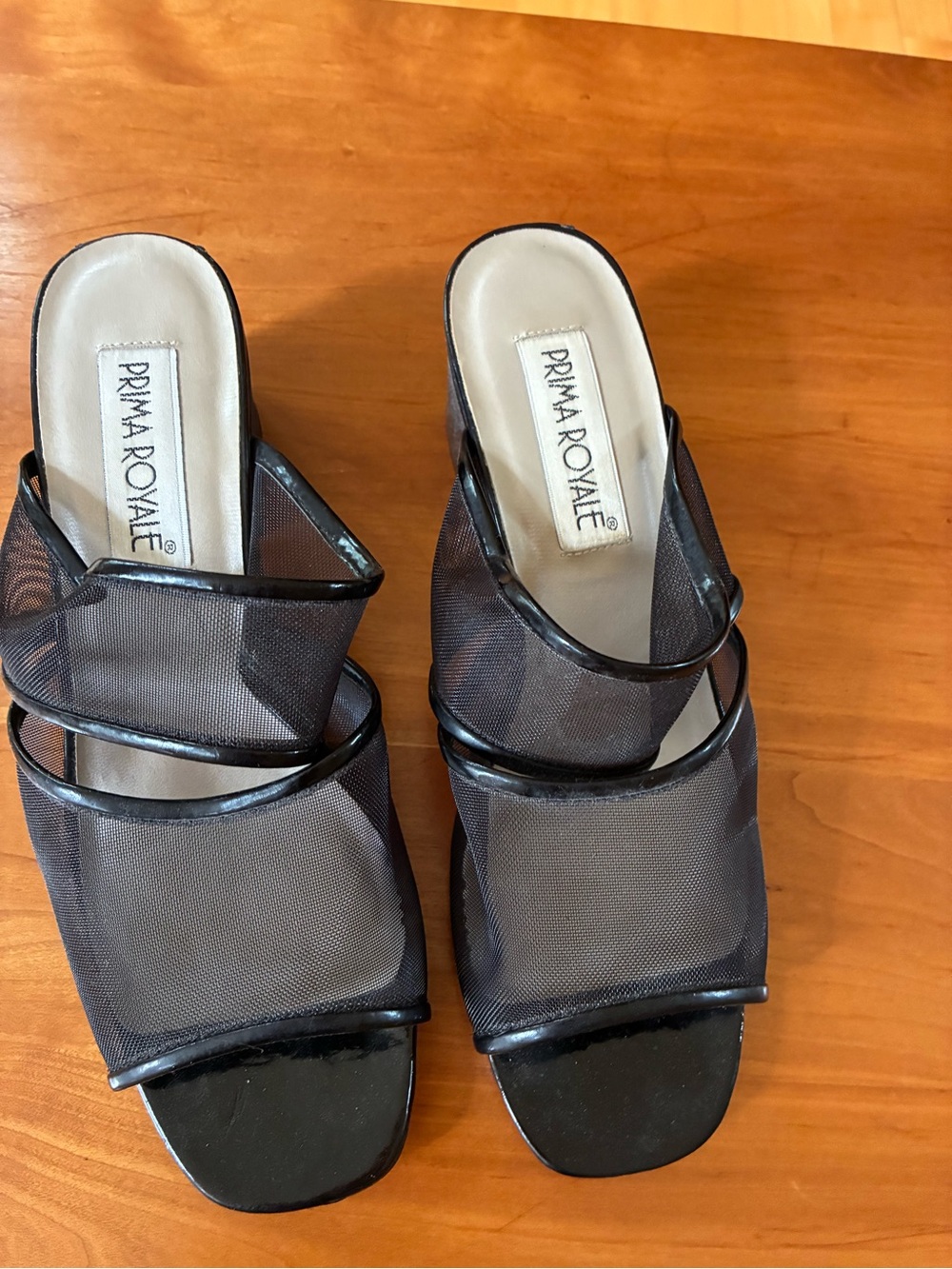 Prima Royale Black Mesh Slide Sandals